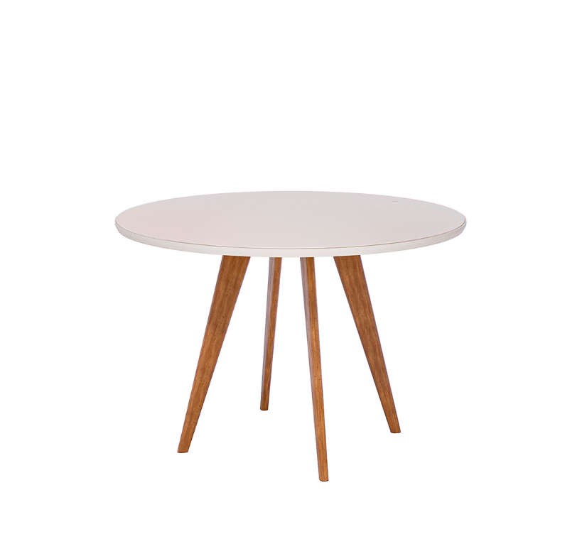 Mesa de Comedor Cimol Acerola C/Vidrio Off White
