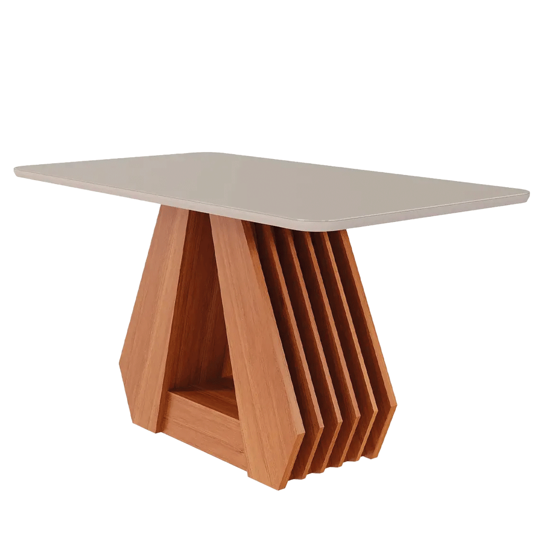 Mesa de Comedor Cimol Agata C/ Vidrio Cinamomo/Off White