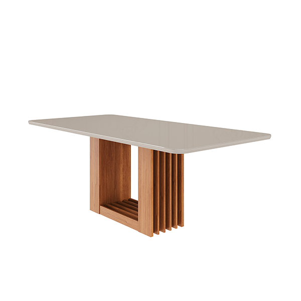 Mesa de Comedor Cimol Ariela 210 cm C/Vidrio Cinamo/OffWht