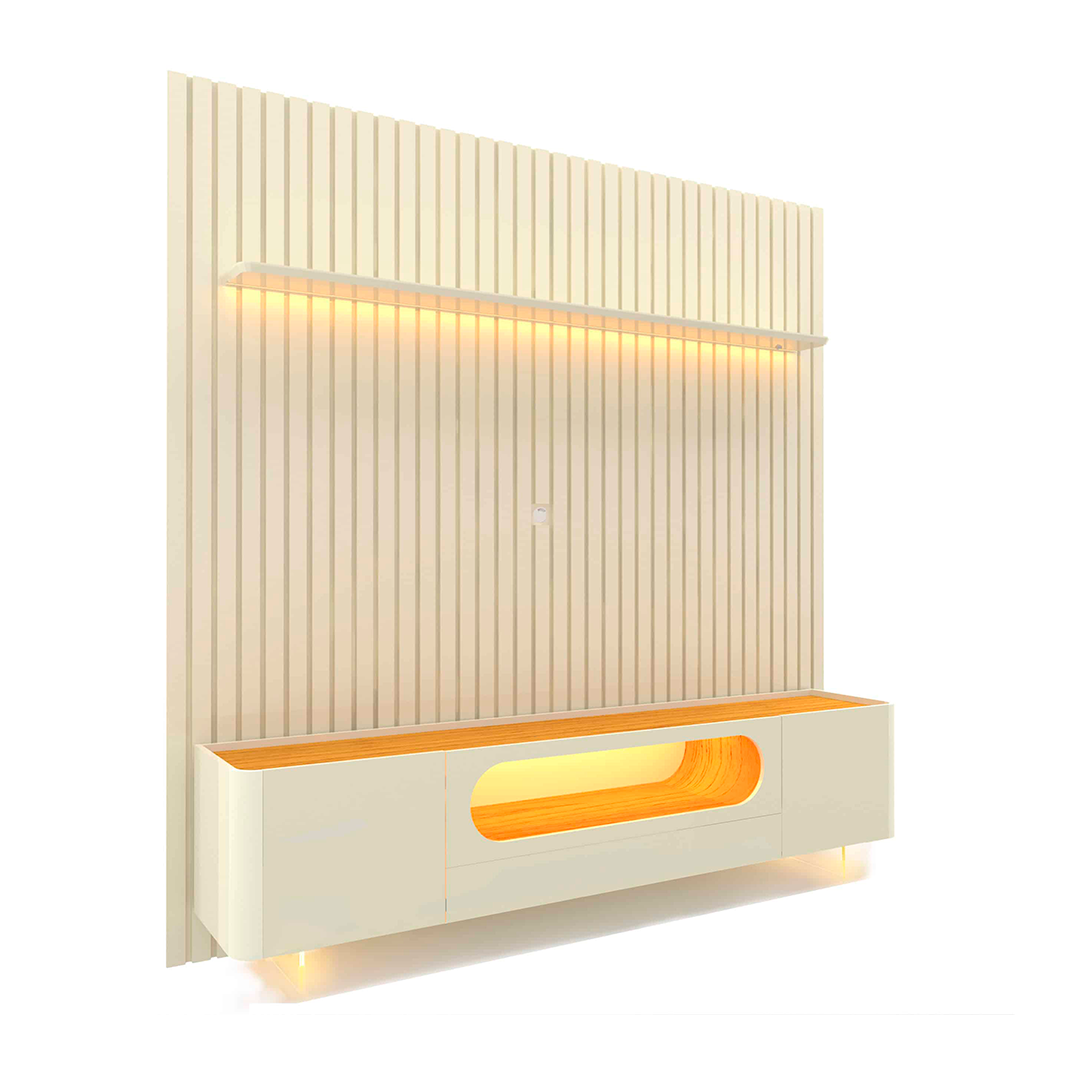Panel para Tv Gelius Nobre Ripado + Rack Hasta 65" Vid Ow/Nat