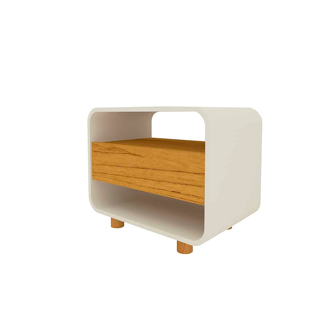 Mesa de Luz Gelius Innova 1 Cajón Off Whi/Nat