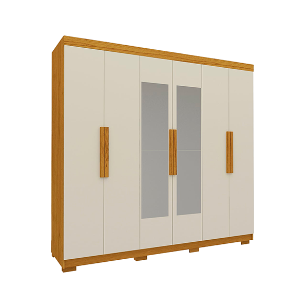 Ropero Gelius Imperio 6 Puertas C/Espejo Nature/Off White