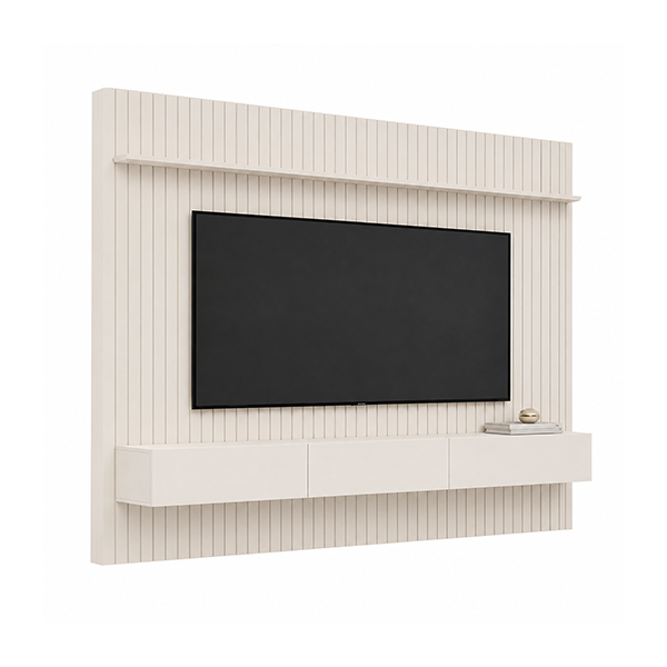 Home Para Tv Imcal Ripado Slim Hasta 80" C/Led Off White