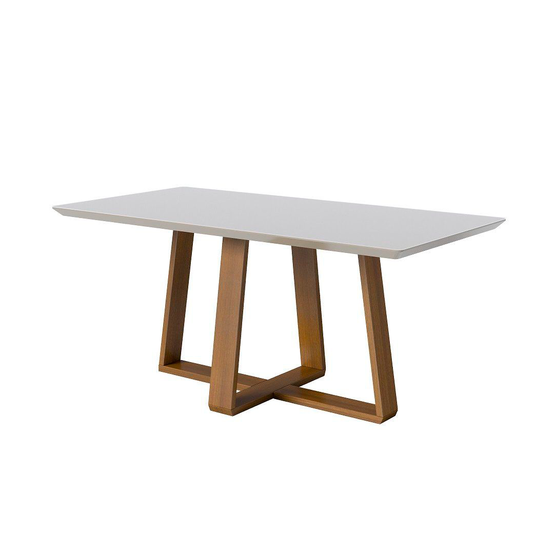 Mesa de Comedor Imcal Wood 140 cm Rect. C/Vid Off Whi/Nat