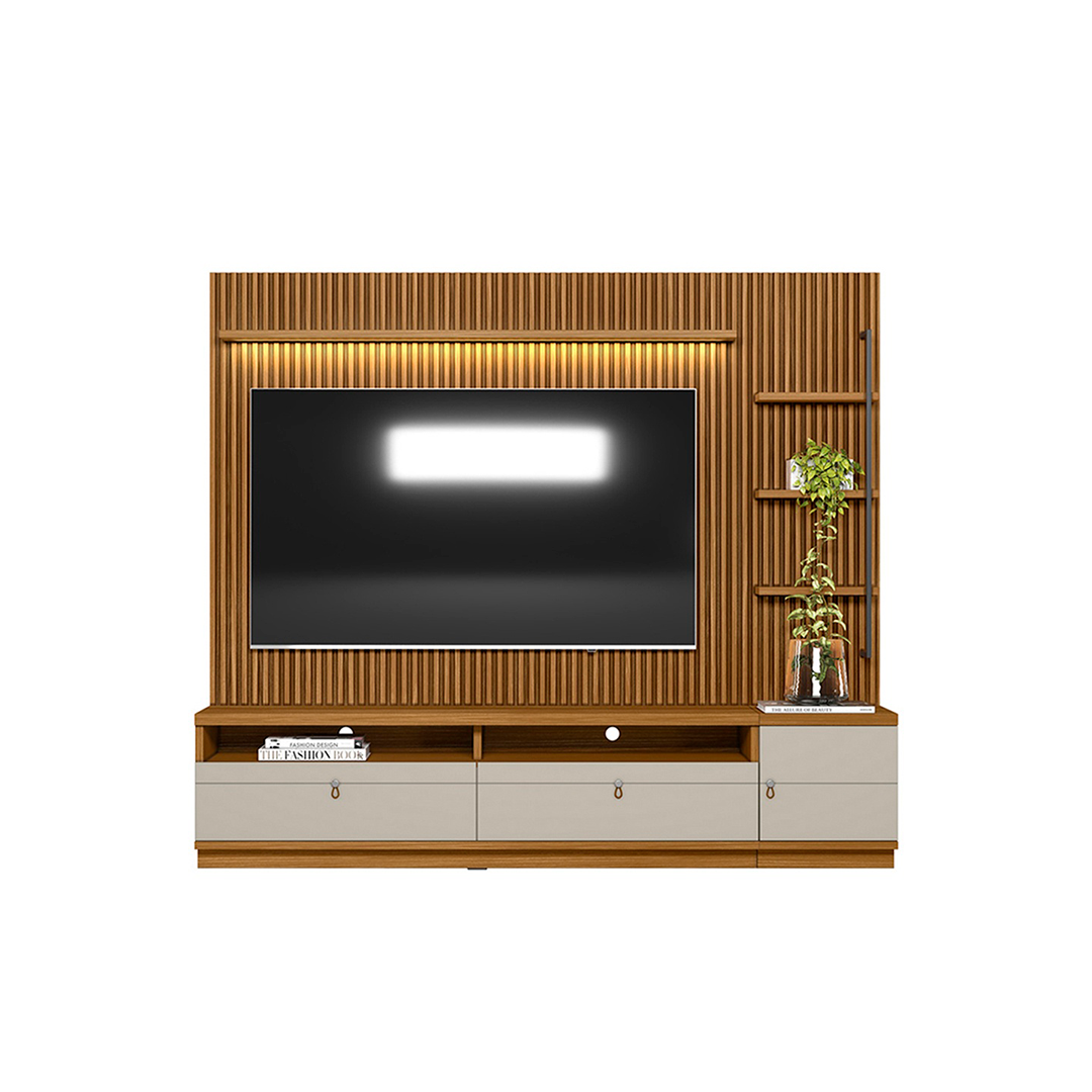 Home para Tv Linea Ouro Negro Hasta 75" Nature/Off White