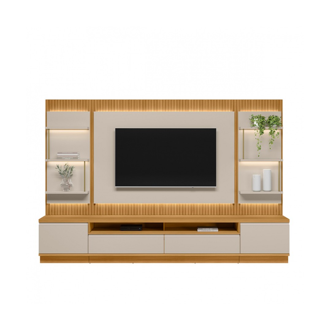 Panel para Tv Linea San Paulo + 2 Lat Hasta 65" Tauri/Off White