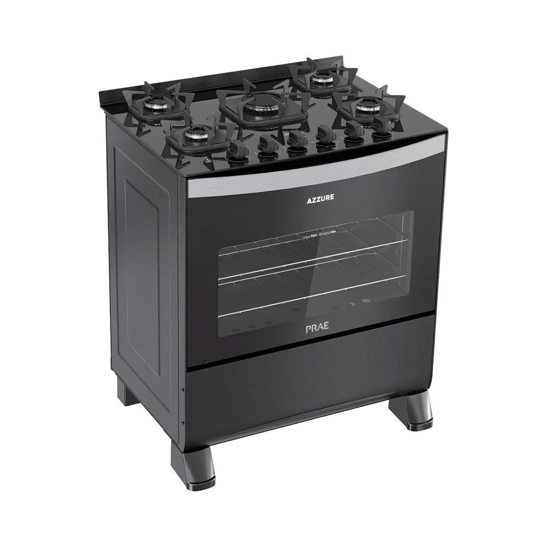 Cocina a Gas PRAE Azzure 5 Hornallas Triple Llama Negro