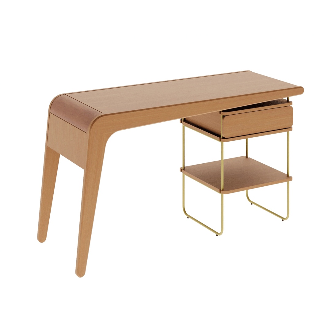 Mesa de Escritorio Rudnick Samy Natural/Dorado